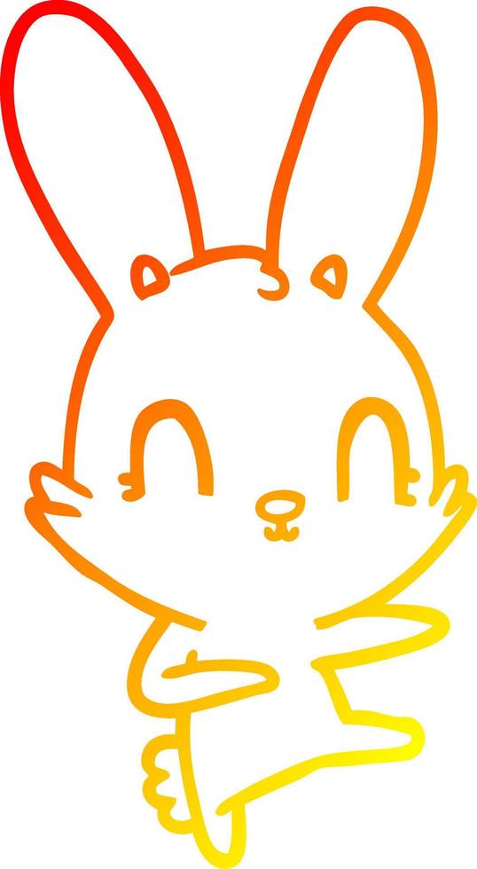 warm gradient line drawing cute cartoon rabbit dancing vector