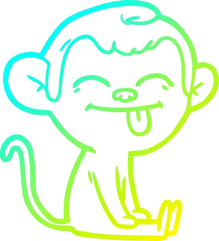 cold gradient line drawing funny cartoon monkey sitting vector