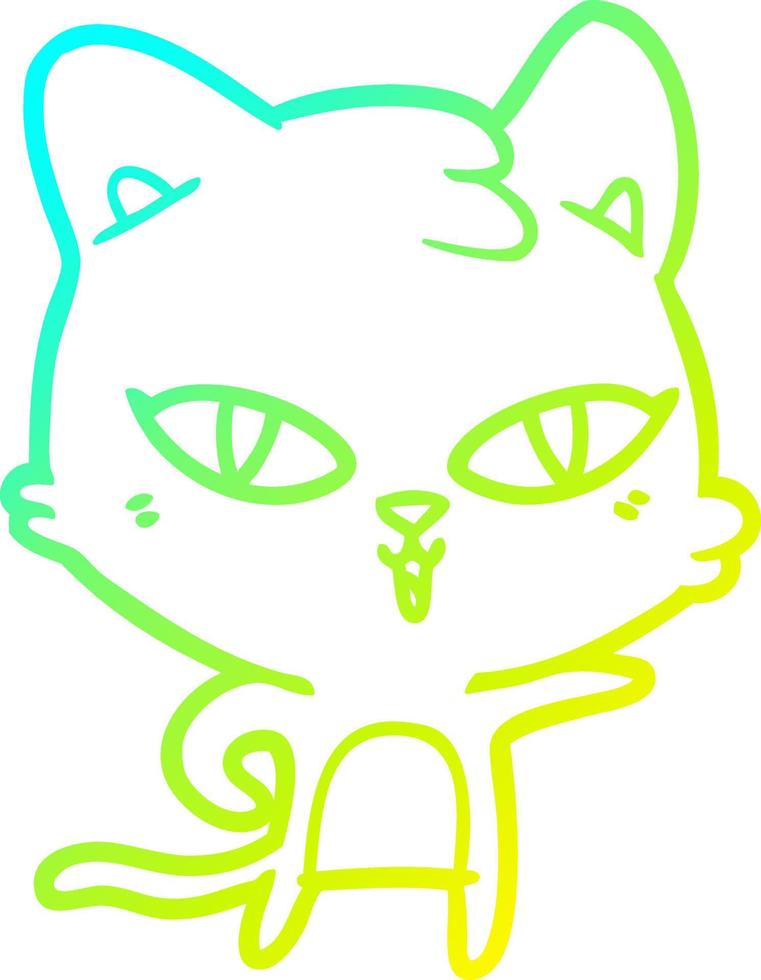 cold gradient line drawing cartoon cat vector