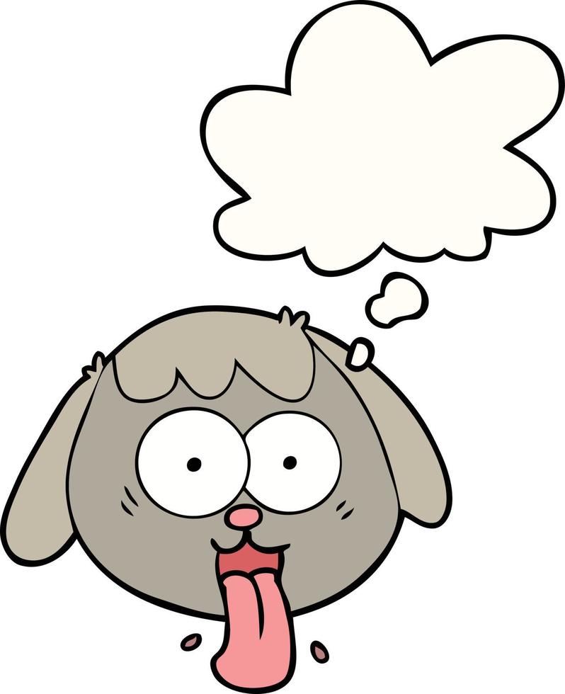 cartoon dog face panting and thought bubble vector
