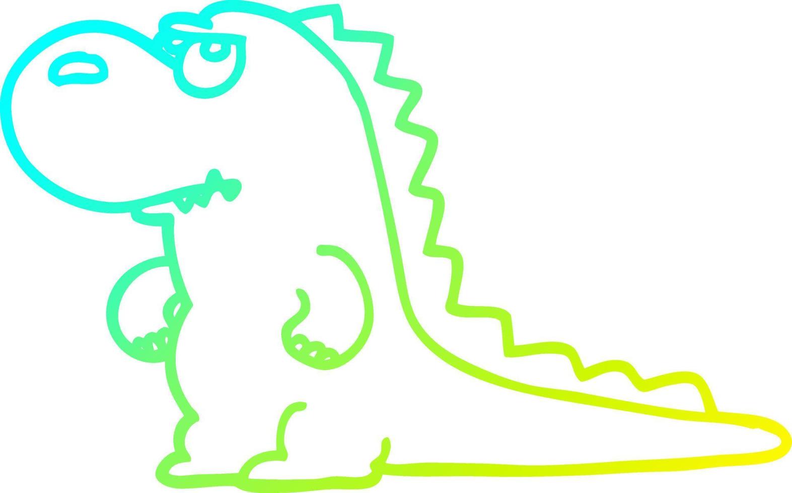 frío gradiente línea dibujo dibujos animados molesto dinosaurio vector