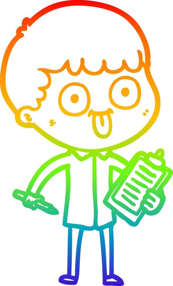 rainbow gradient line drawing cartoon man staring vector