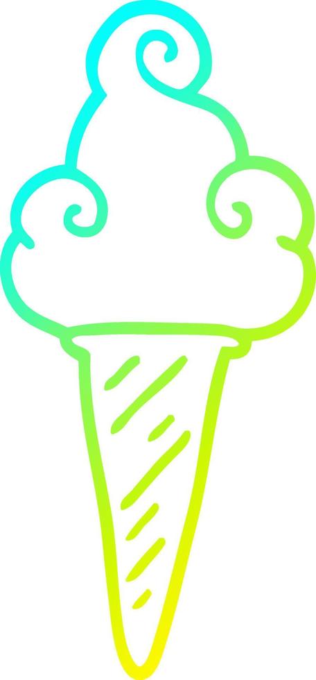 cold gradient line drawing cartoon ice cream vector