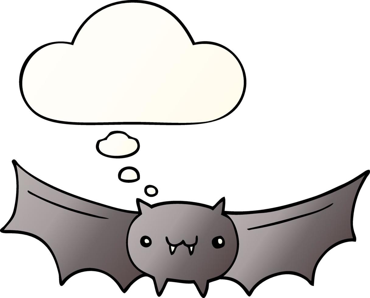 cartoon vampire bat and thought bubble in smooth gradient style vector
