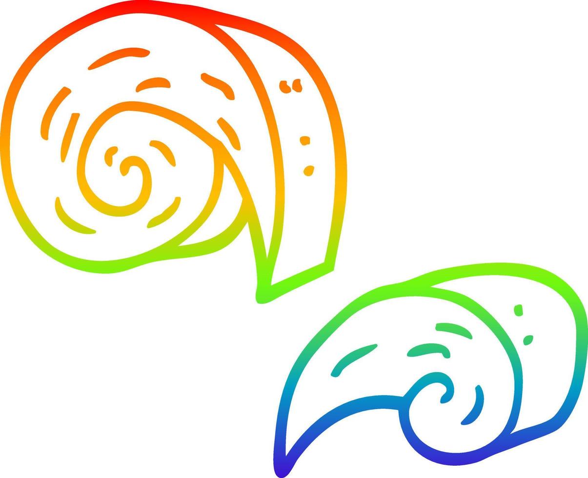 rainbow gradient line drawing cartoon swirl decorative elements vector