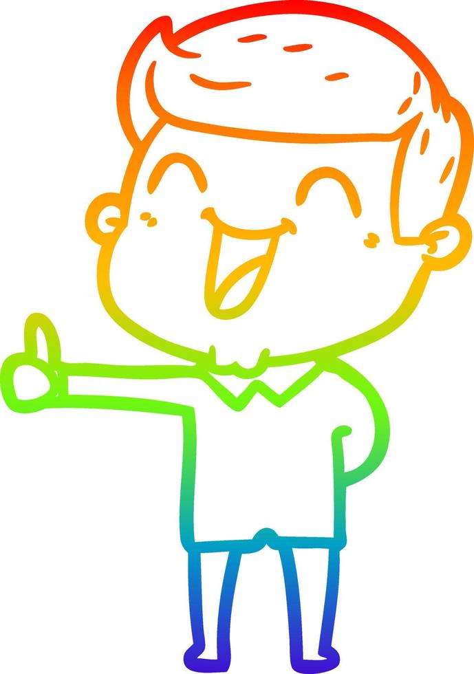 rainbow gradient line drawing cartoon man laughing vector