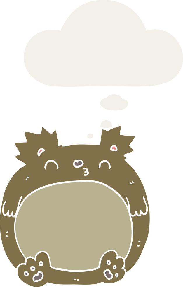 cartoon bear and thought bubble in retro style vector