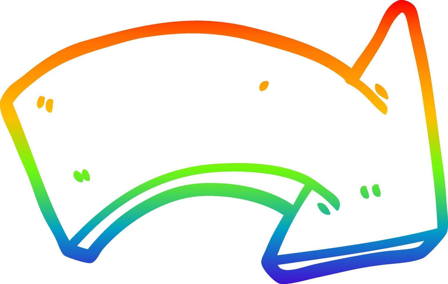 rainbow gradient line drawing cartoon pointing arrow sign vector