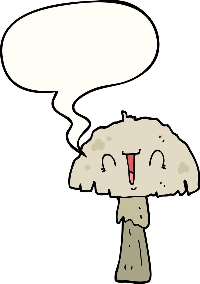 cartoon mushroom and speech bubble vector