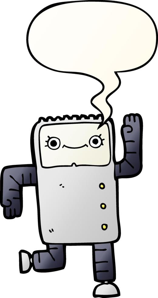 cartoon robot and speech bubble in smooth gradient style vector