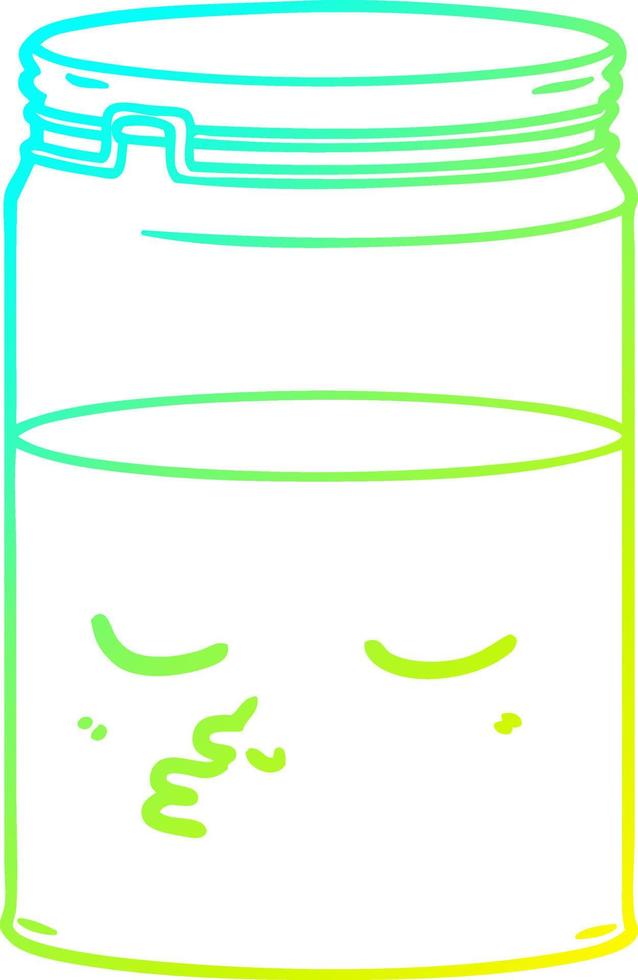 cold gradient line drawing cartoon glass jar vector