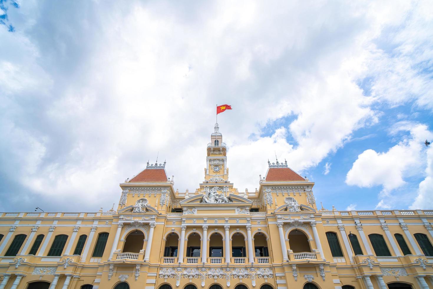 Ho Chi Minh, VIETNAM - MAY 22 2022 Scenic view of the Ho Chi Minh City Hall in Vietnam. Ho Chi Minh City is a popular tourist destination of Asia. photo