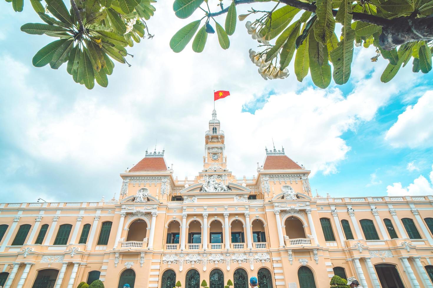 Ho Chi Minh, VIETNAM - MAY 22 2022 Scenic view of the Ho Chi Minh City Hall in Vietnam. Ho Chi Minh City is a popular tourist destination of Asia. photo