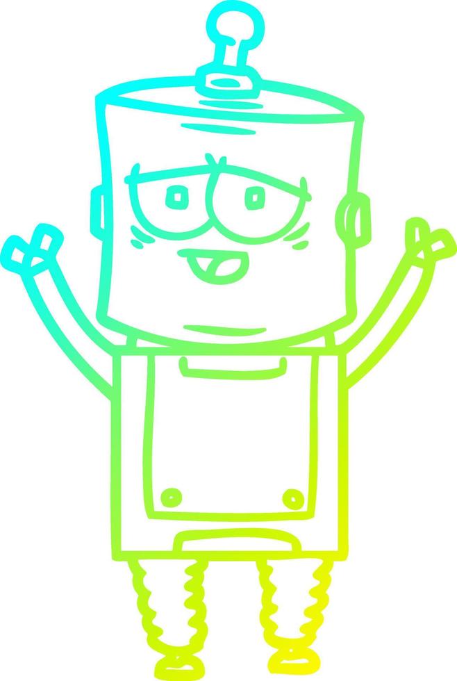 cold gradient line drawing cartoon robot vector
