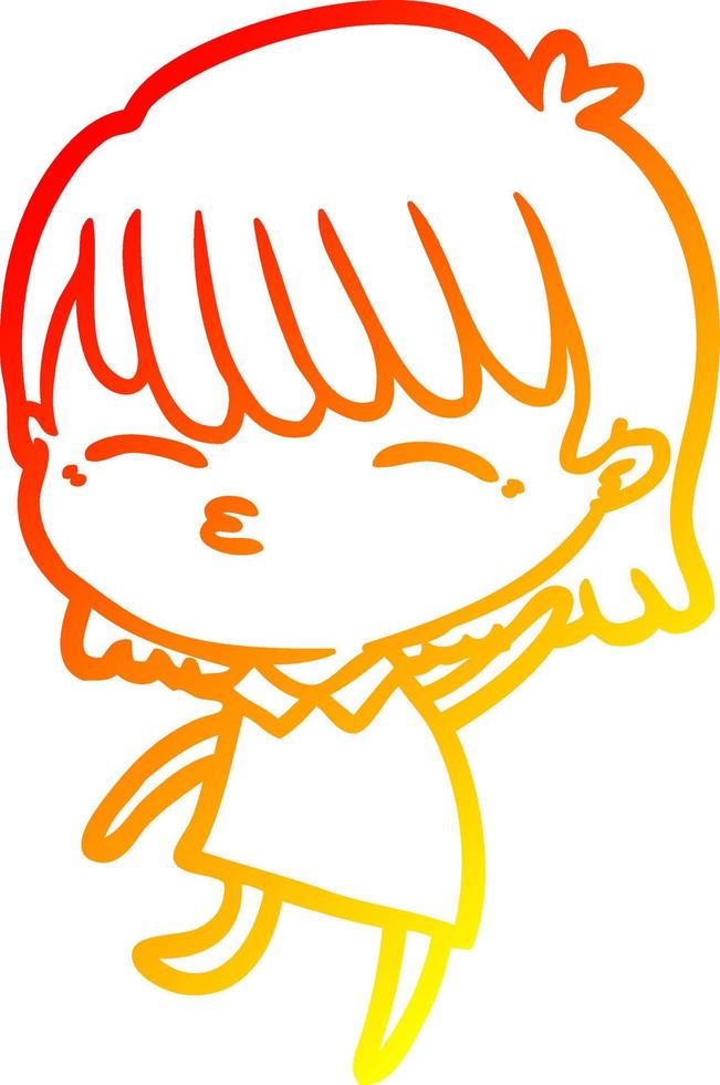 warm gradient line drawing cartoon woman vector