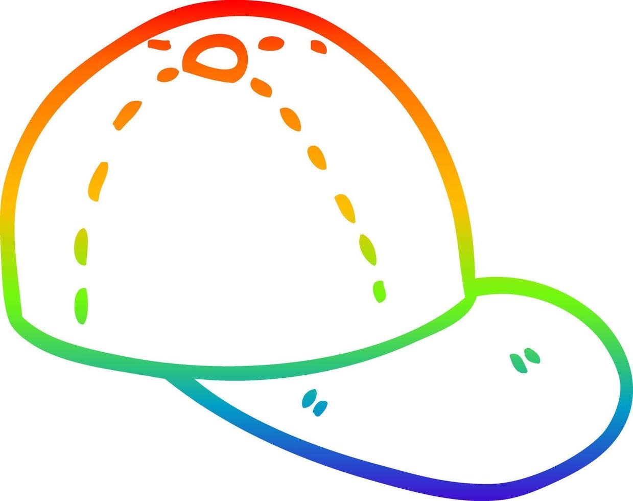 gorra con visera de dibujos animados de dibujo de línea de degradado de arco iris vector