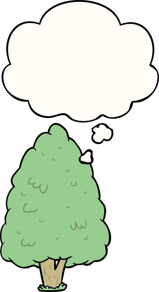 cartoon tall tree and thought bubble vector