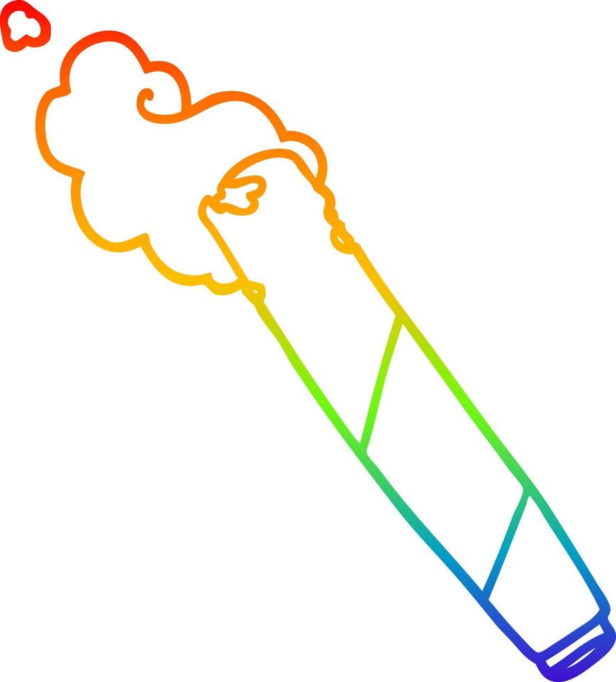 rainbow gradient line drawing cartoon smoking joint vector