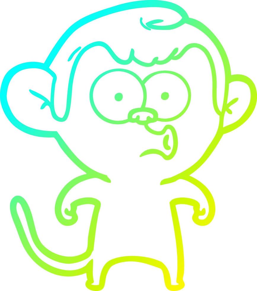 cold gradient line drawing cartoon hooting monkey vector