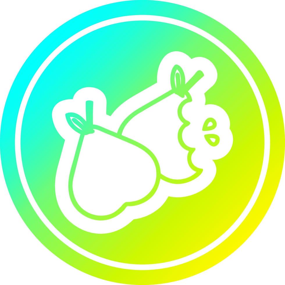 bitten pears circular in cold gradient spectrum vector