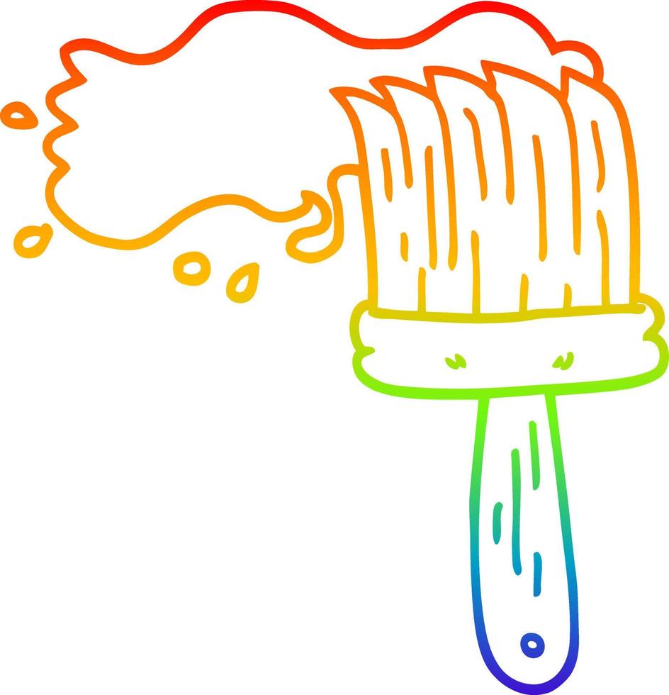 cepillo de pintura de dibujos animados de dibujo de línea de degradado de arco iris vector