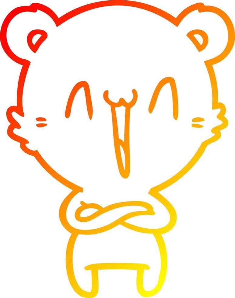 warm gradient line drawing happy polar bear cartoon vector