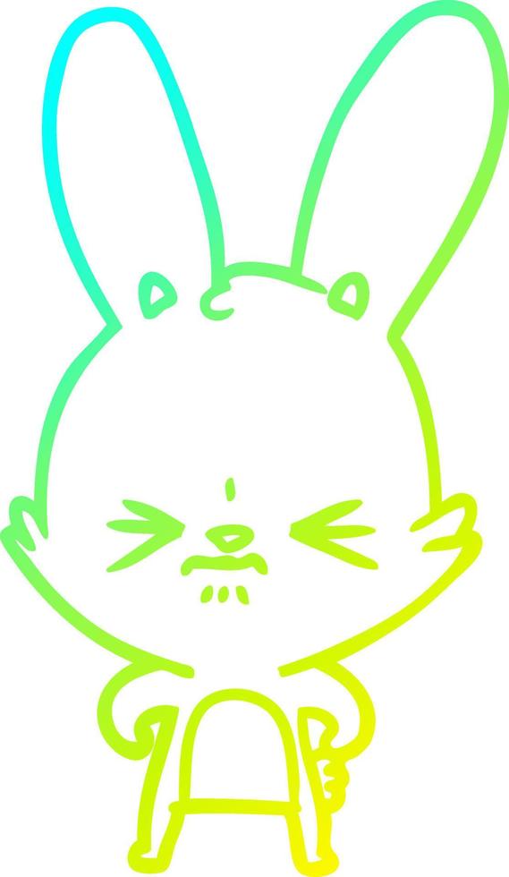 cold gradient line drawing cute cartoon rabbit vector