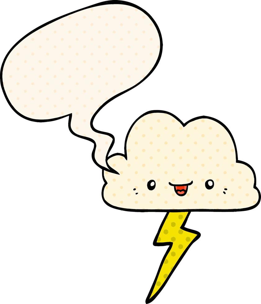 cartoon storm cloud and speech bubble in comic book style vector