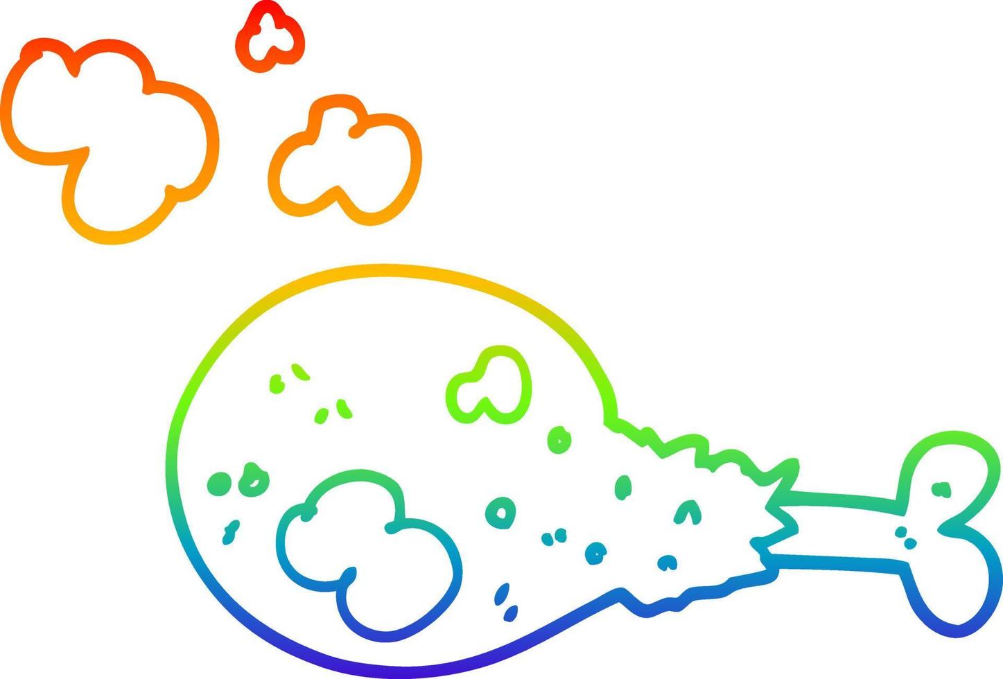 rainbow gradient line drawing cartoon cooked chicken leg vector