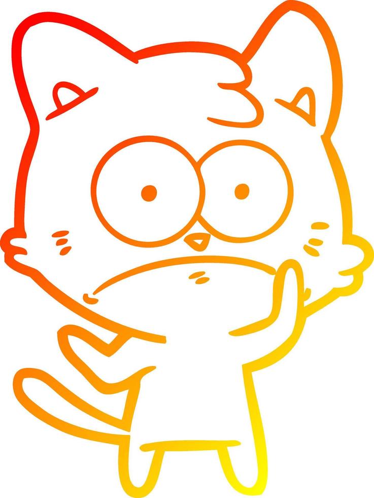 warm gradient line drawing cartoon nervous cat vector