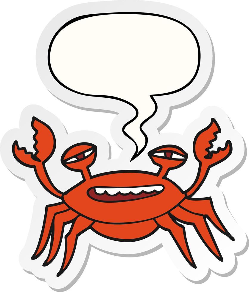 cartoon crab and speech bubble sticker vector