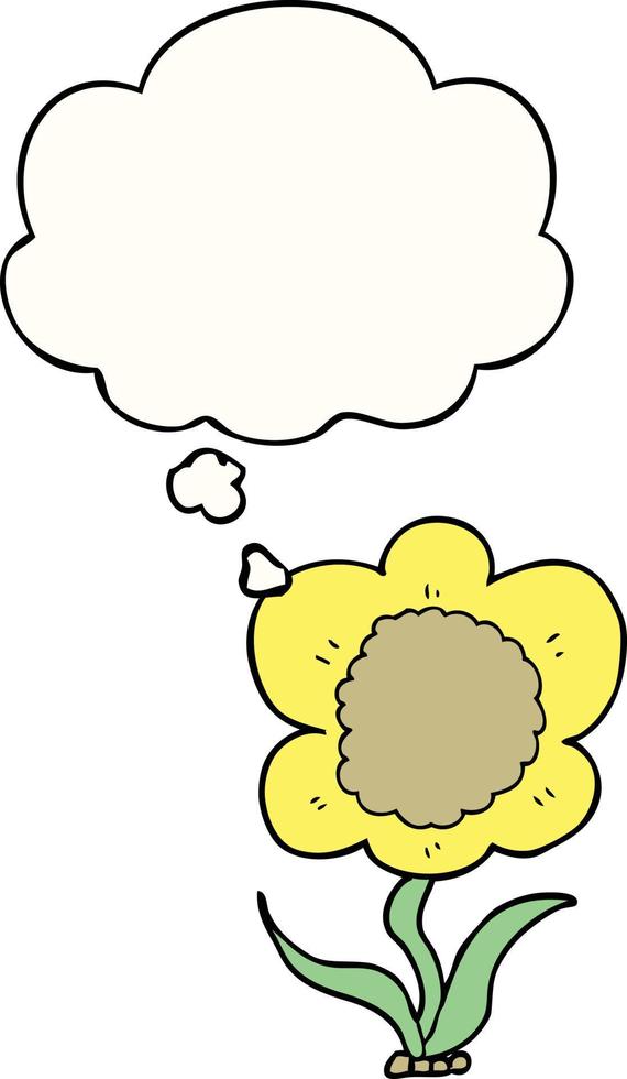 cartoon flower and thought bubble vector