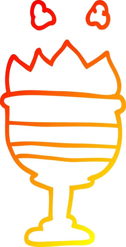 warm gradient line drawing cartoon flaming goblet vector