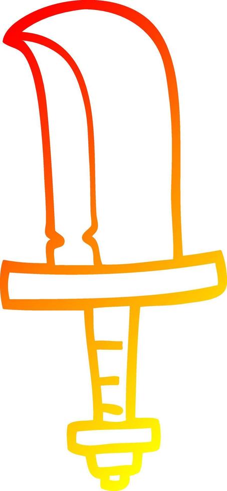 warm gradient line drawing cartoon old dagger vector