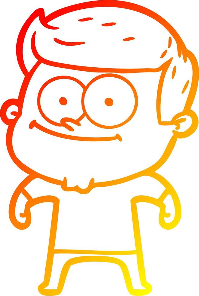 warm gradient line drawing cartoon happy man vector