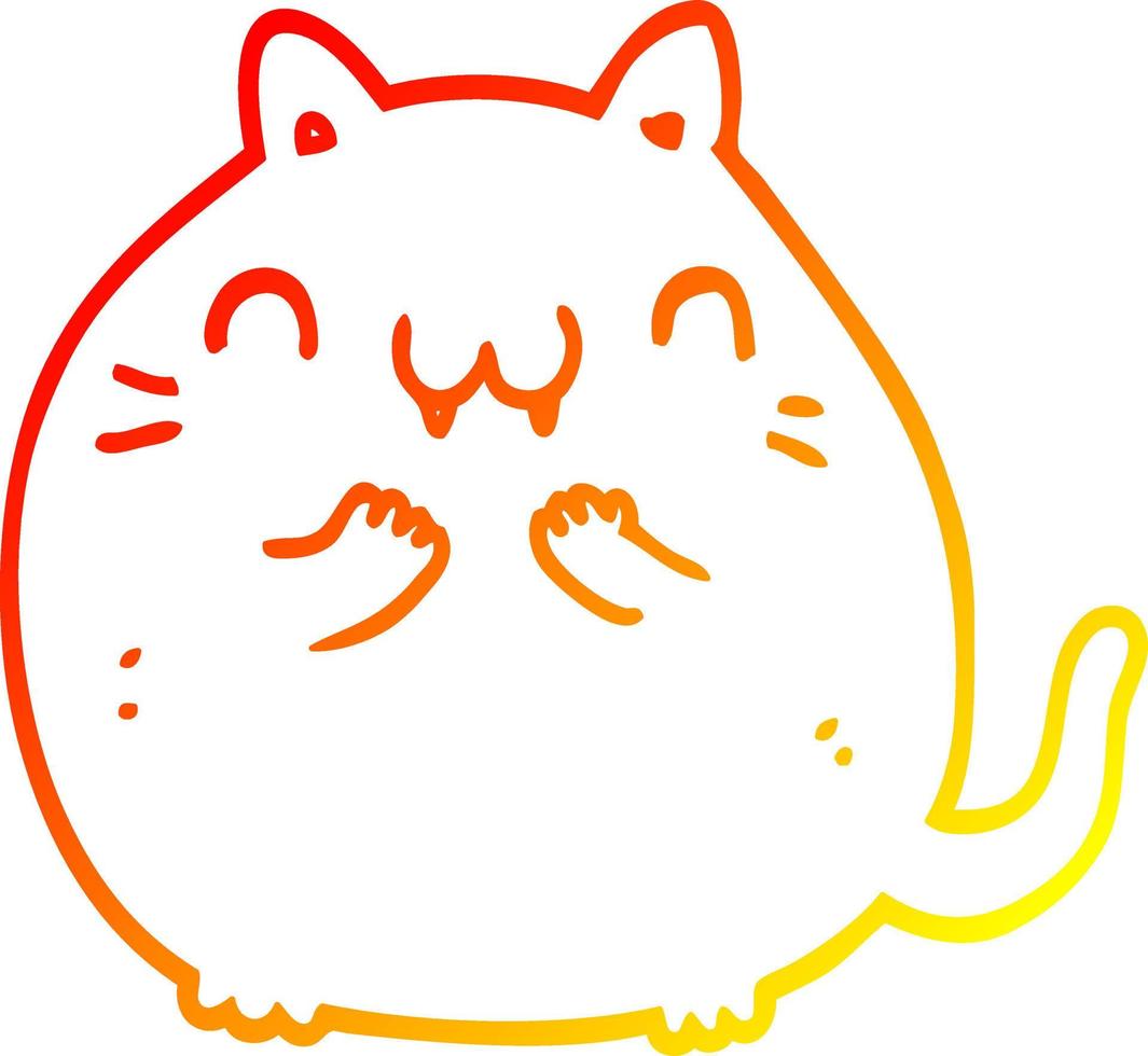 warm gradient line drawing happy cartoon cat vector