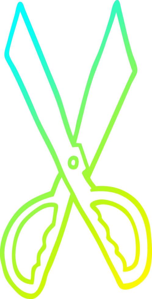 cold gradient line drawing cartoon sewing scissors vector