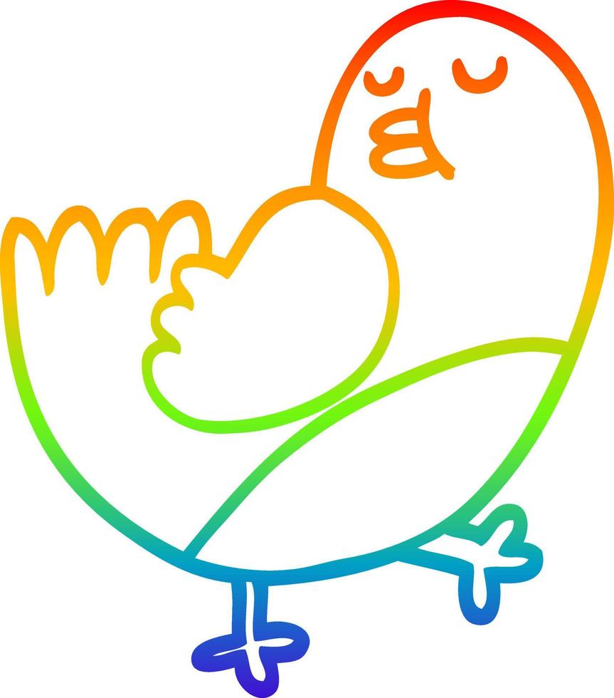 rainbow gradient line drawing cartoon christmas robin vector