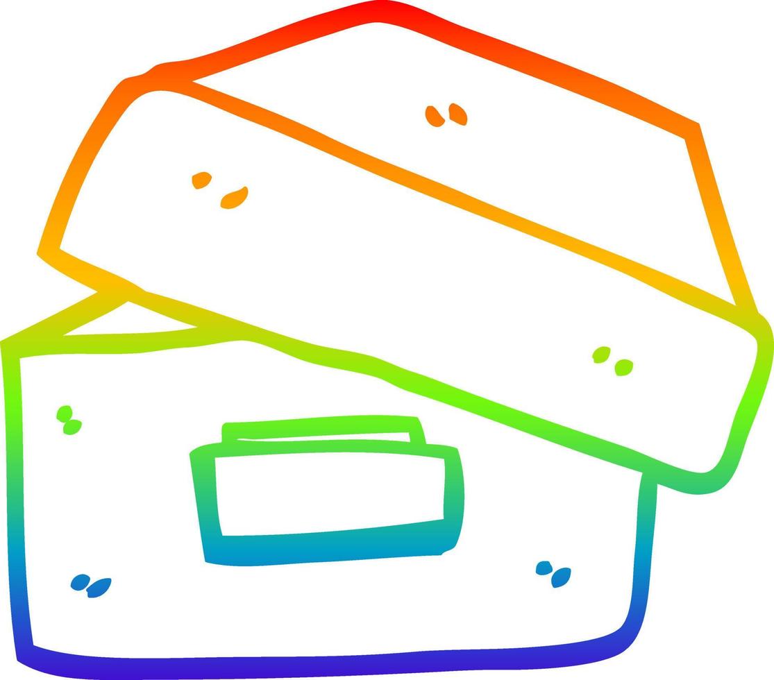 rainbow gradient line drawing cartoon old filing box vector