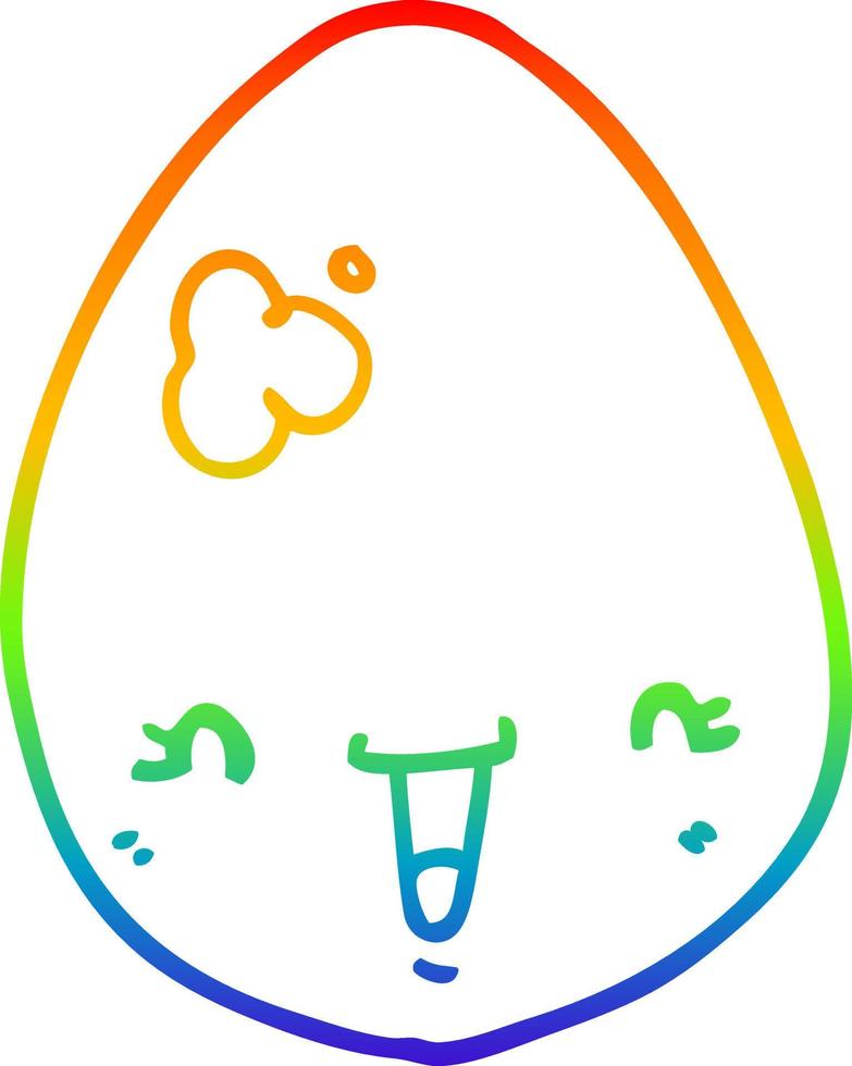 huevo de dibujos animados de dibujo de línea de gradiente de arco iris vector