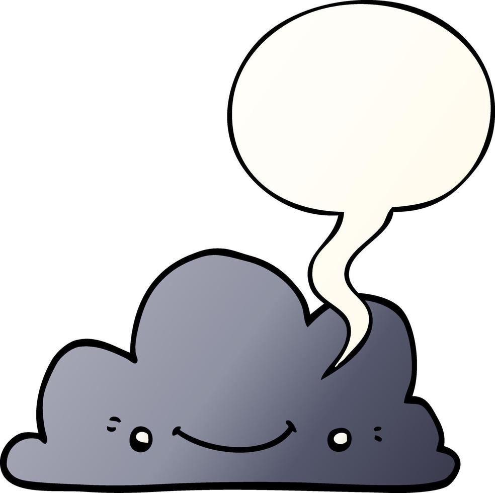 cute cartoon cloud and speech bubble in smooth gradient style vector