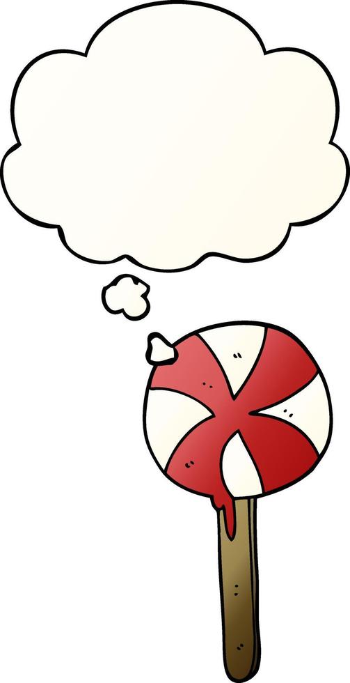 cartoon lollipop and thought bubble in smooth gradient style vector