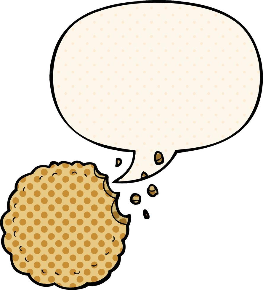 cartoon cookie and speech bubble in comic book style vector