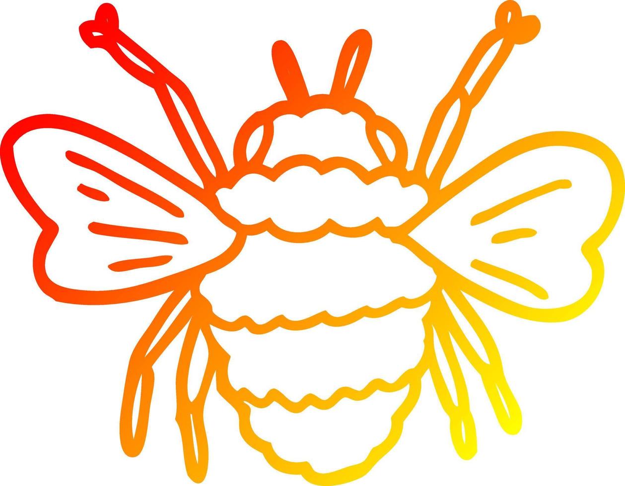 warm gradient line drawing cartoon bumble bee vector