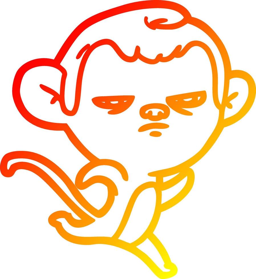 warm gradient line drawing cartoon monkey vector