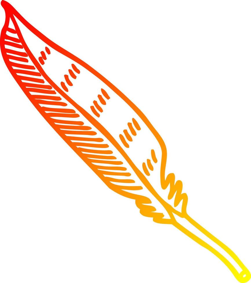 warm gradient line drawing cartoon feather vector