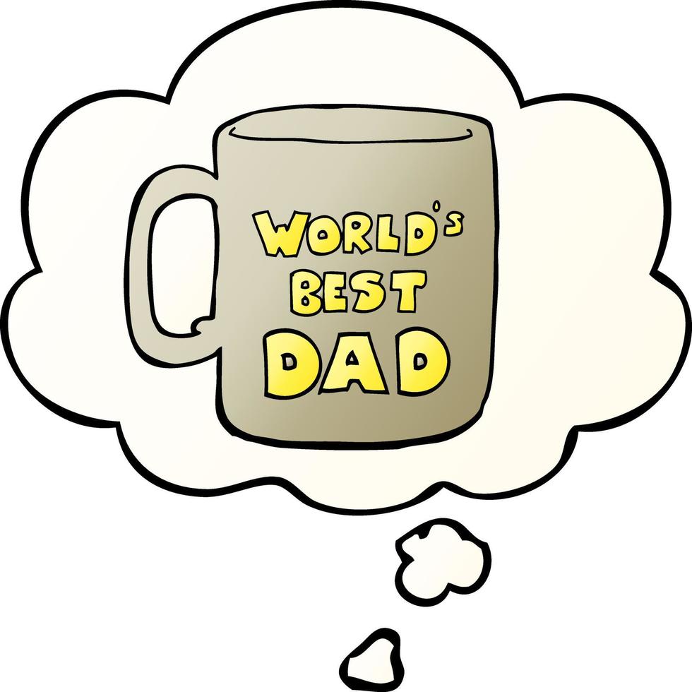 worlds best dad mug and thought bubble in smooth gradient style vector