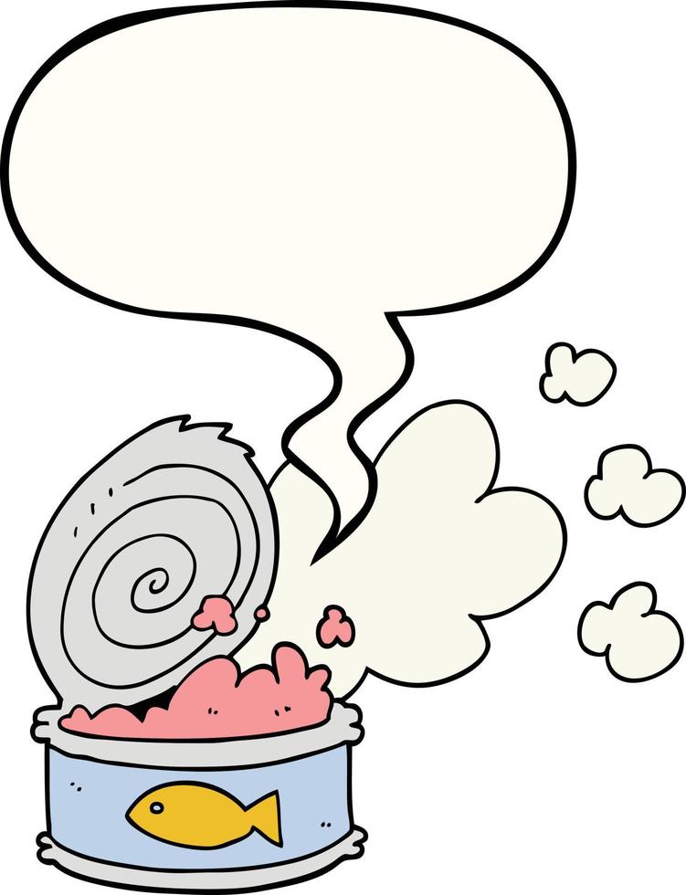 cartoon smelly can of fish and speech bubble vector