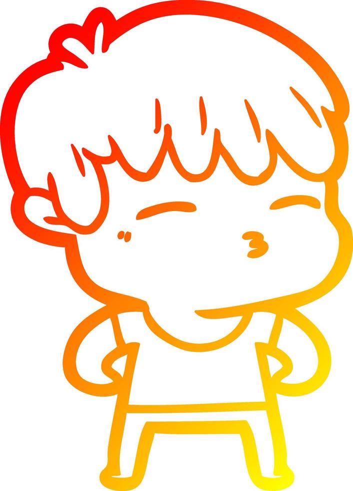 warm gradient line drawing cartoon curious boy vector