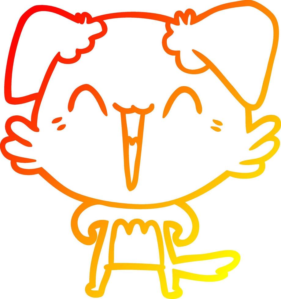 dibujo de línea de gradiente cálido dibujos animados de perrito feliz vector